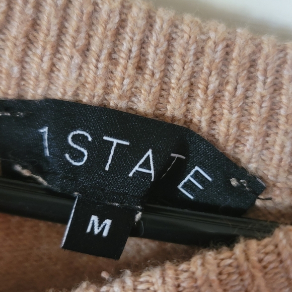 1.STATE Camel Fringe Trim Crewneck Sweater – Size Medium - Picture 2 of 6